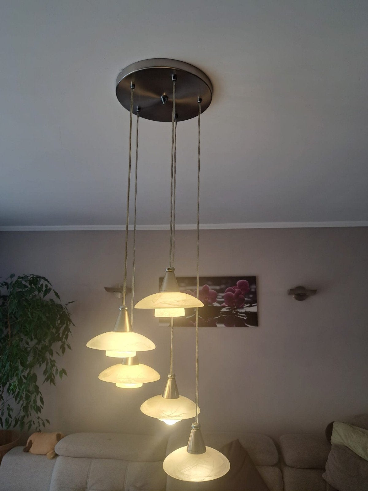 Lot de 2 lampes suspendues, Maison & Meubles, Lampes | Suspensions, Utilisé, Verre, Enlèvement