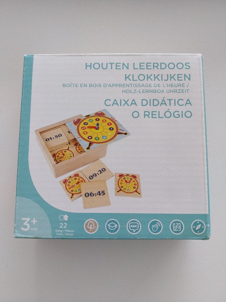 Houten leerdoos klokkijken, Kinderen en Baby's, Speelgoed | Educatief en Creatief, Ophalen of Verzenden, Zo goed als nieuw