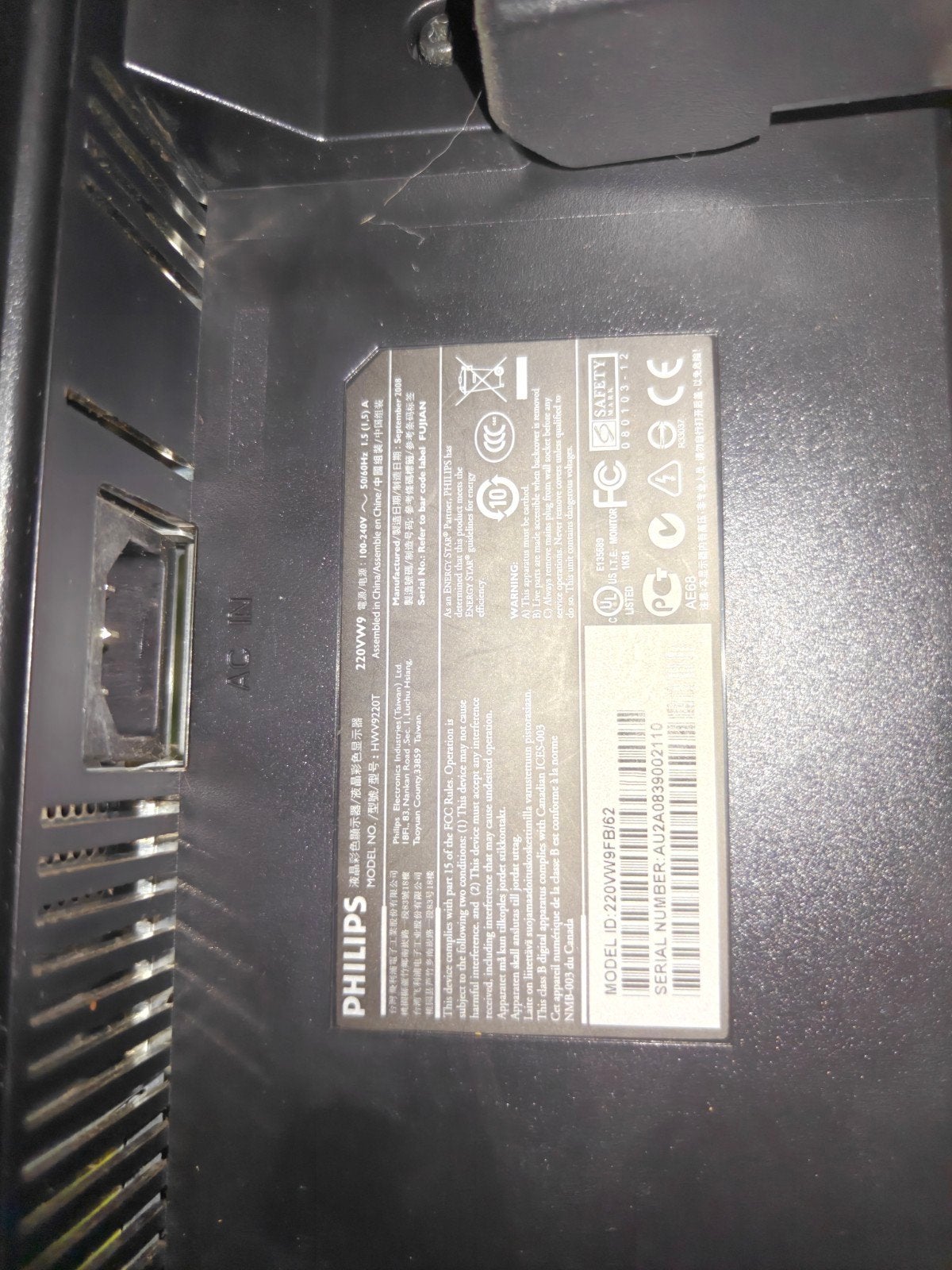 Écran PC Philips 22" - Fonctionne parfaitement, Computers en Software, Laptop-opladers, Ophalen