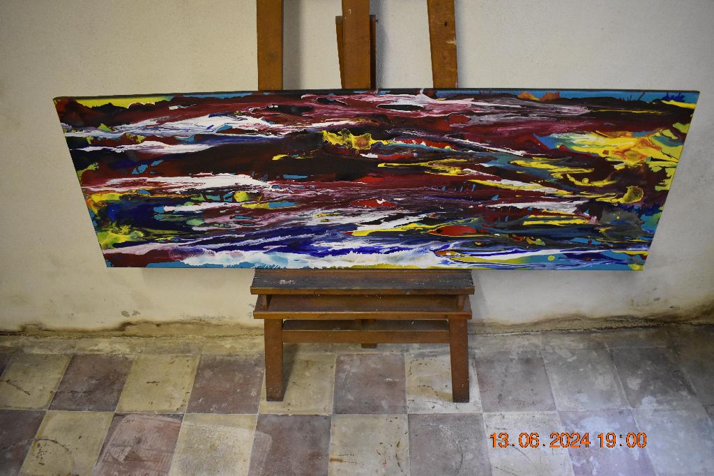 Abstract schilderij, serie nr. (41) van joky kamo, Antiek en Kunst, Ophalen, Olieverf, Abstract