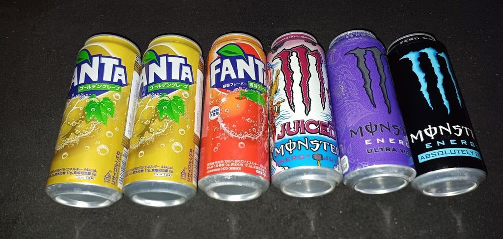 Blikken: zeldzamere Fanta -en Monster blikken, Verzamelen, Blikken, Ophalen of Verzenden