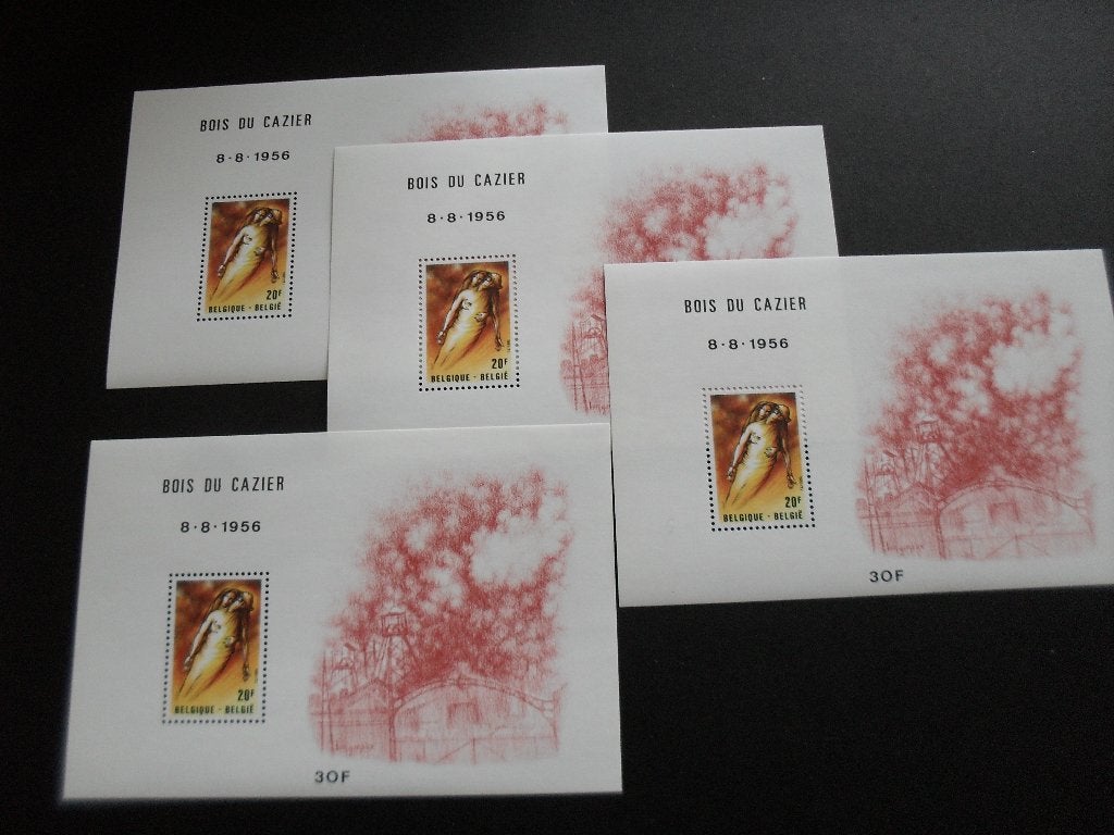 4 postzegelvelletjes 'Bois du Cazier', Postzegels en Munten, Orginele gom, Ophalen of Verzenden, Postfris, Postfris