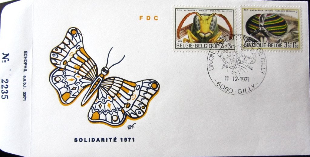 FDC - BELGIË- ZOO ANTWERPEN- INSECTEN, Postzegels en Munten, Ophalen of Verzenden, Gestempeld, Dier of Natuur
