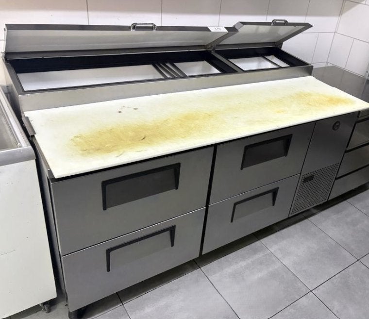 RVS koelwerkbank met saladette en 4 lades horeca, 150 à 200 cm, Enlèvement, Utilisé, 75 cm ou plus