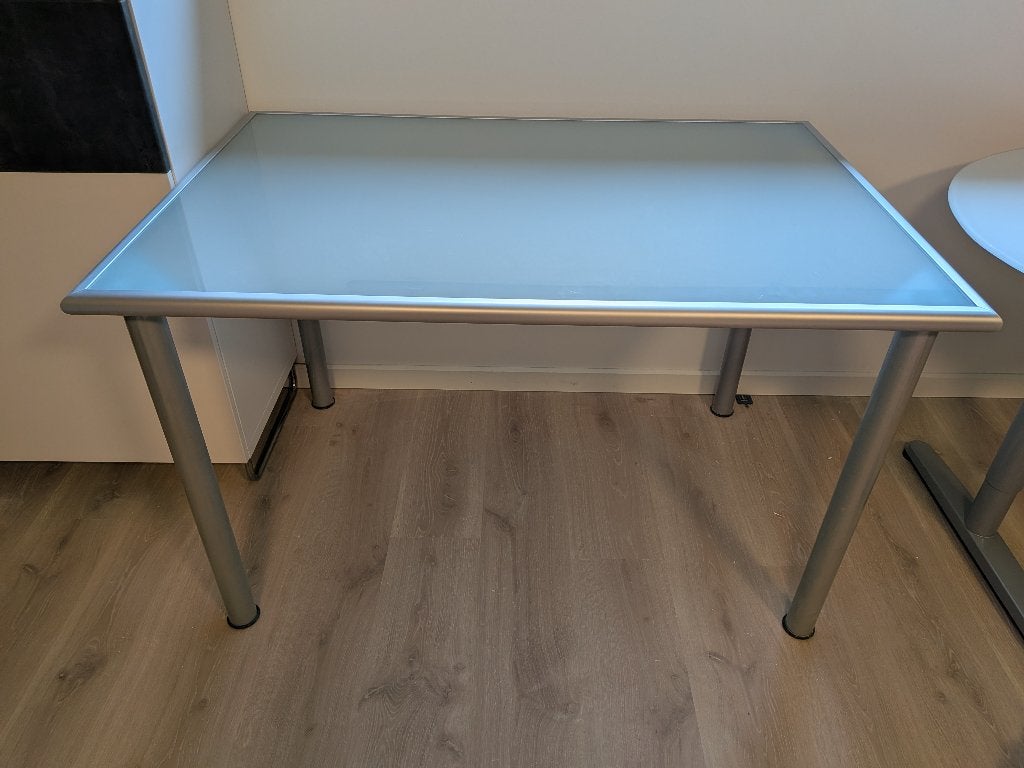 ikea glazen bureau/tafel, Ophalen, Demontabel, 115 cm, Schoolbureau