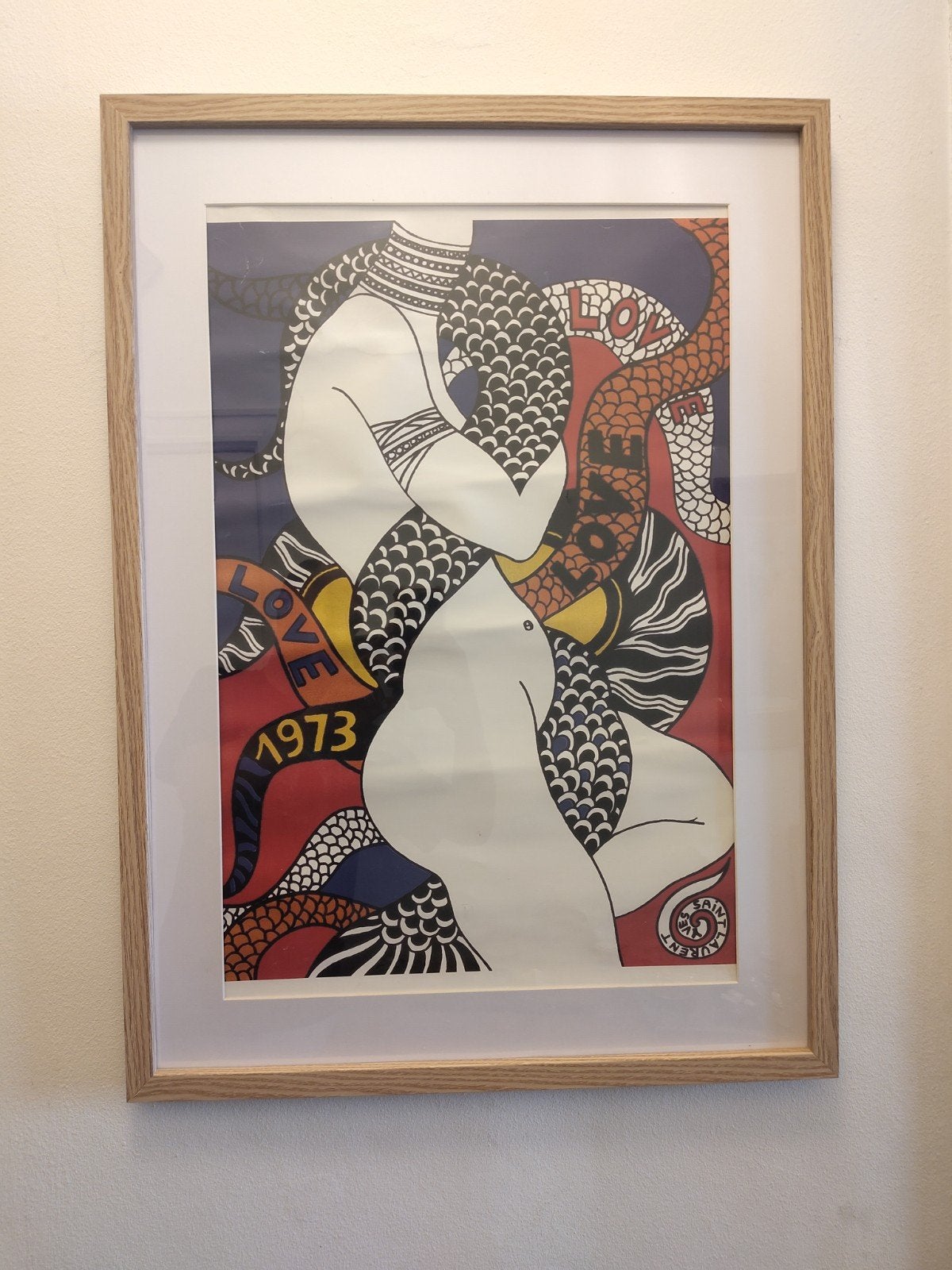 Yves Saint Laurent ingelijste poster „LOVE 1973", Ingelijst, Ophalen, Overige onderwerpen