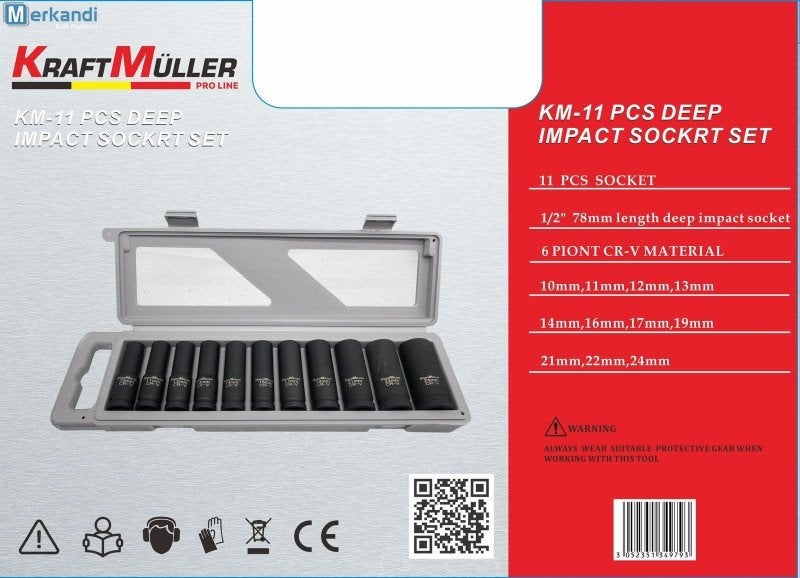 Coffret de douilles à choc noires 11 pièces KraftMüller, Ophalen, Nieuw