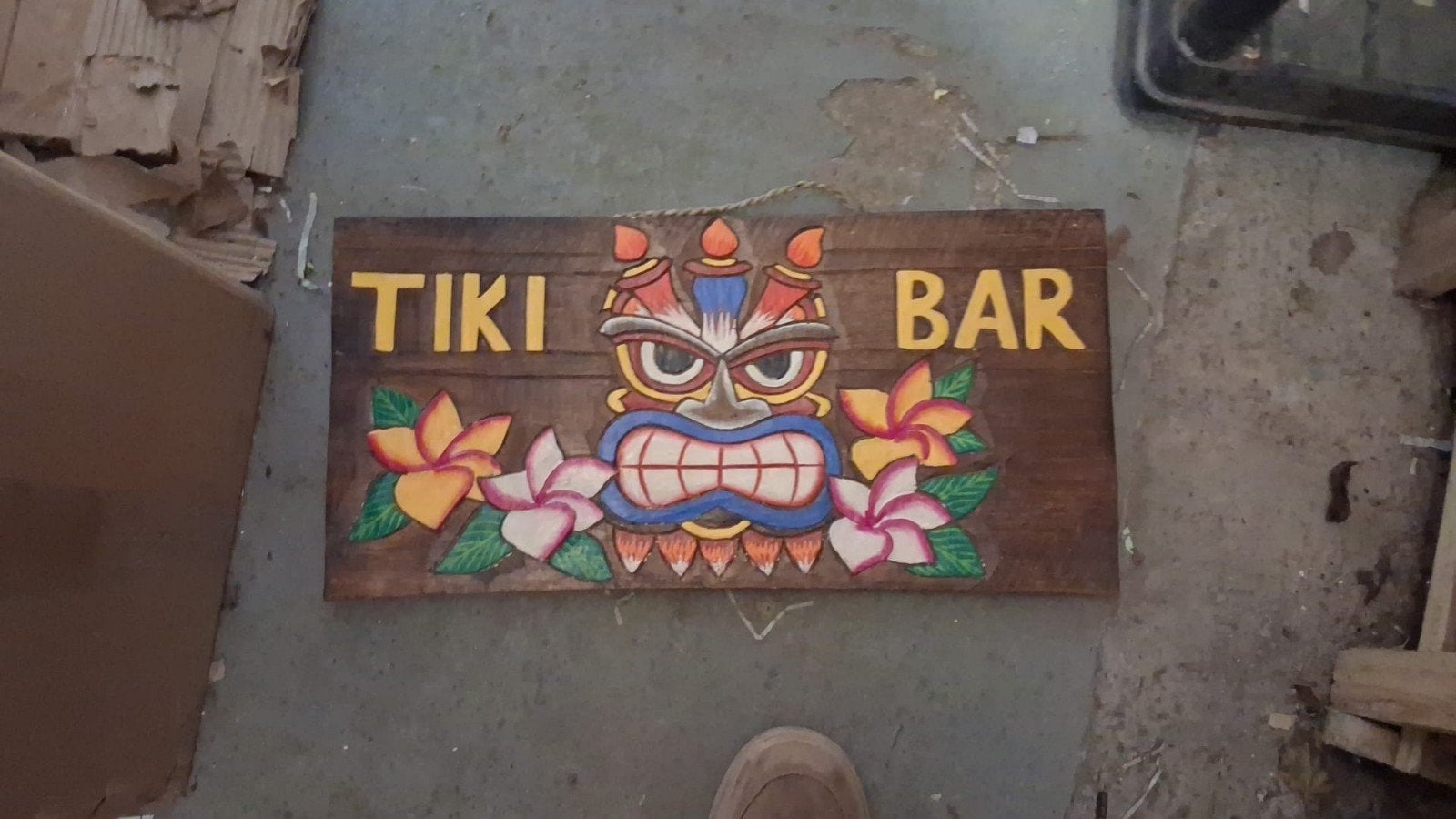 planche murale Tiki bar 100 cm en bois d albesia, Ophalen of Verzenden, Hout