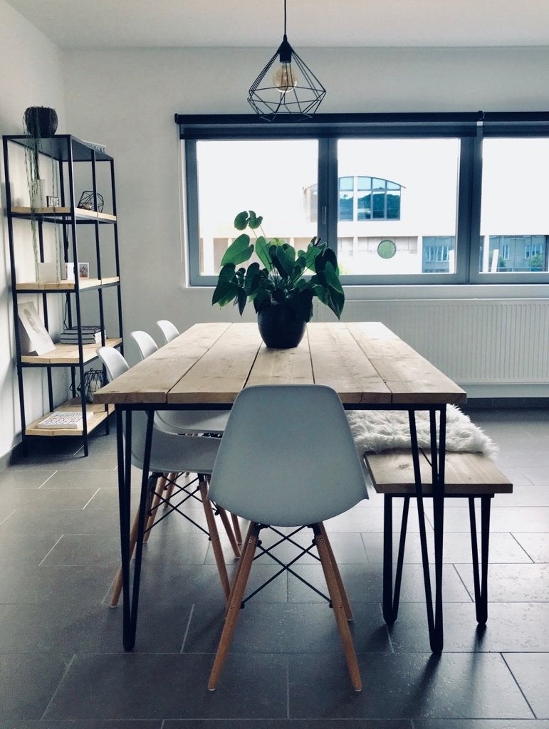 Eettafel met bank en 6 stoelen 1mx2m, Ophalen, Gebruikt