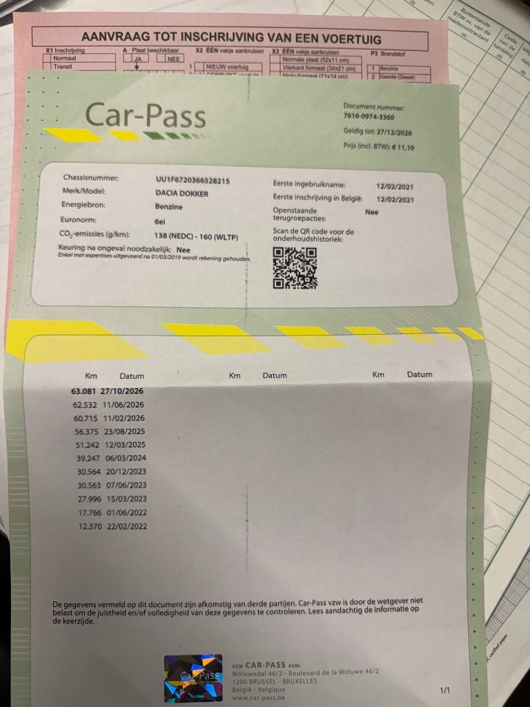 Dacia Dokker 1.3 benzine gekeurd voor verkoop 7800€netto, Voorwielaandrijving, Stof, Euro 6, 4 cilinders