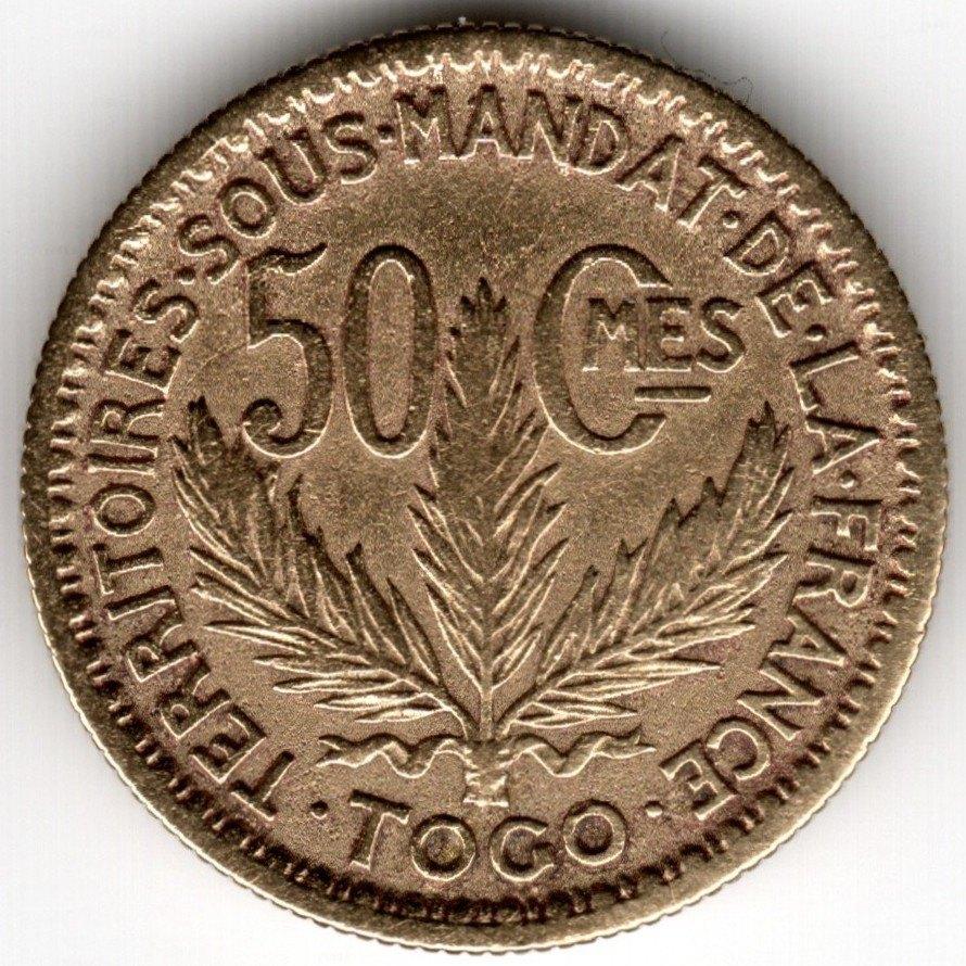 Togo : 50 Centimes 1925  KM#1  Ref 16260, Postzegels en Munten, Munten | Afrika, Ophalen of Verzenden, Overige landen, Losse munt