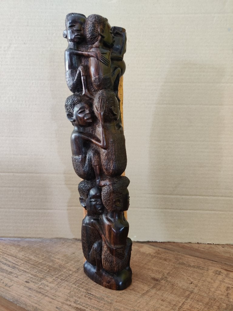 Beeld Afrikaans, Antiek en Kunst, Ophalen of Verzenden, Handgemaakt, 20 - 50 cm, Scène