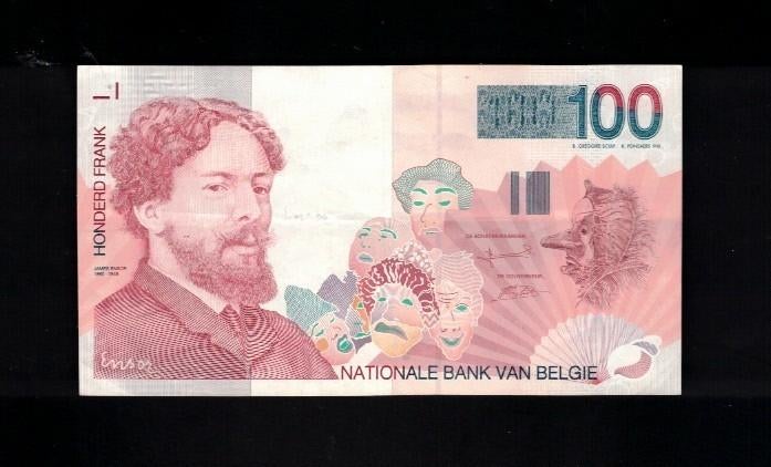 Bankbiljet België 100 Frank - James Ensor, Postzegels en Munten, Bankbiljetten | België, Ophalen of Verzenden, Los biljet