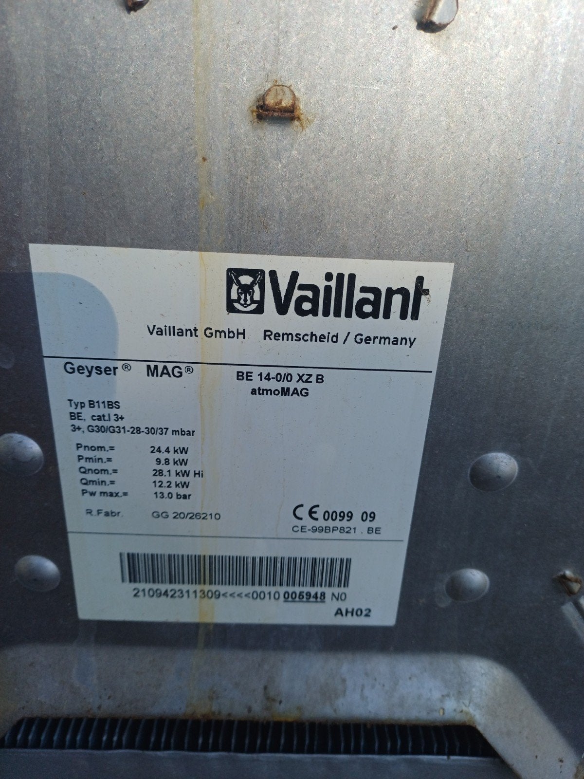 Te koop verwarmd watergas Vaillant, Doe-het-zelf en Bouw, Chauffageketels en Boilers