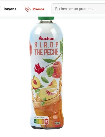 Sirop Thé Pêche Auchan 75 cl neuve 2€, Enlèvement, Neuf