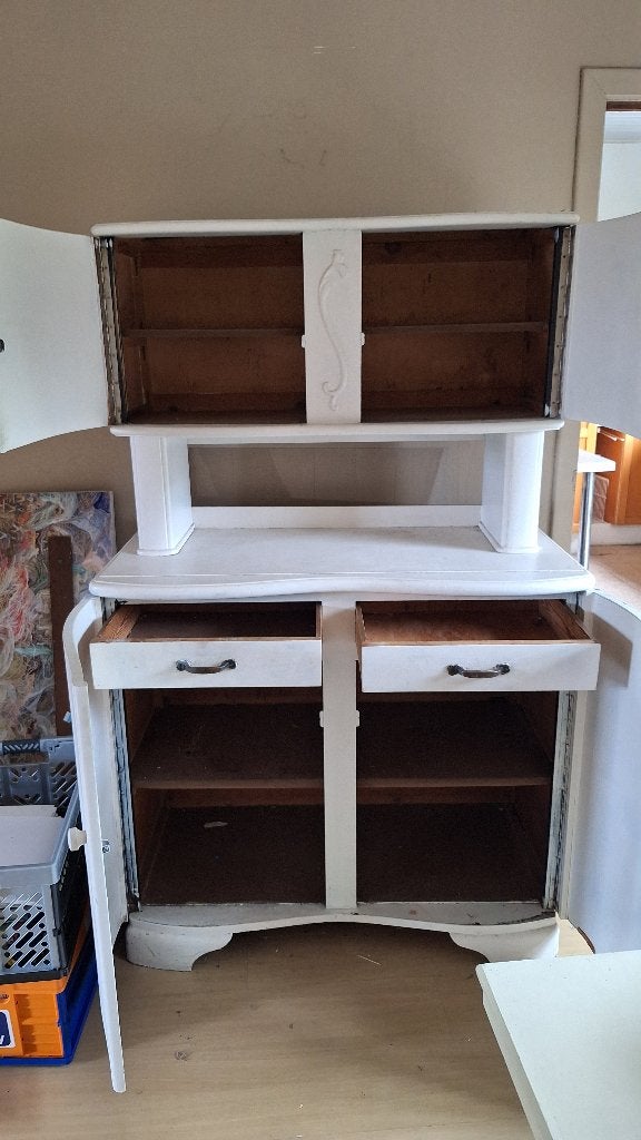 2 witgeschilderde kasten, 100 à 150 cm, Utilisé, 50 à 75 cm, 150 à 200 cm