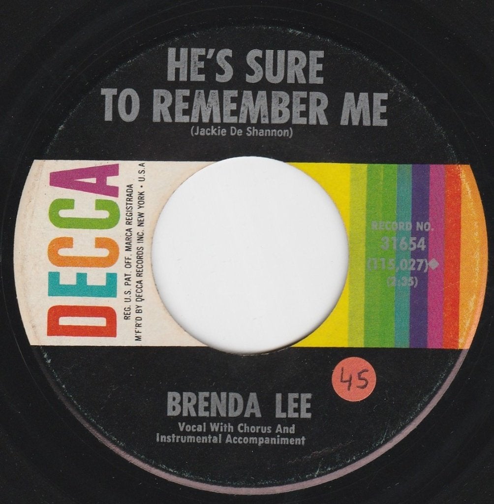 Brenda Lee/Hij zal me zeker onthouden * Popcorn Groove *, Cd's en Dvd's, Gebruikt, Pop, 7 inch, Overige typen