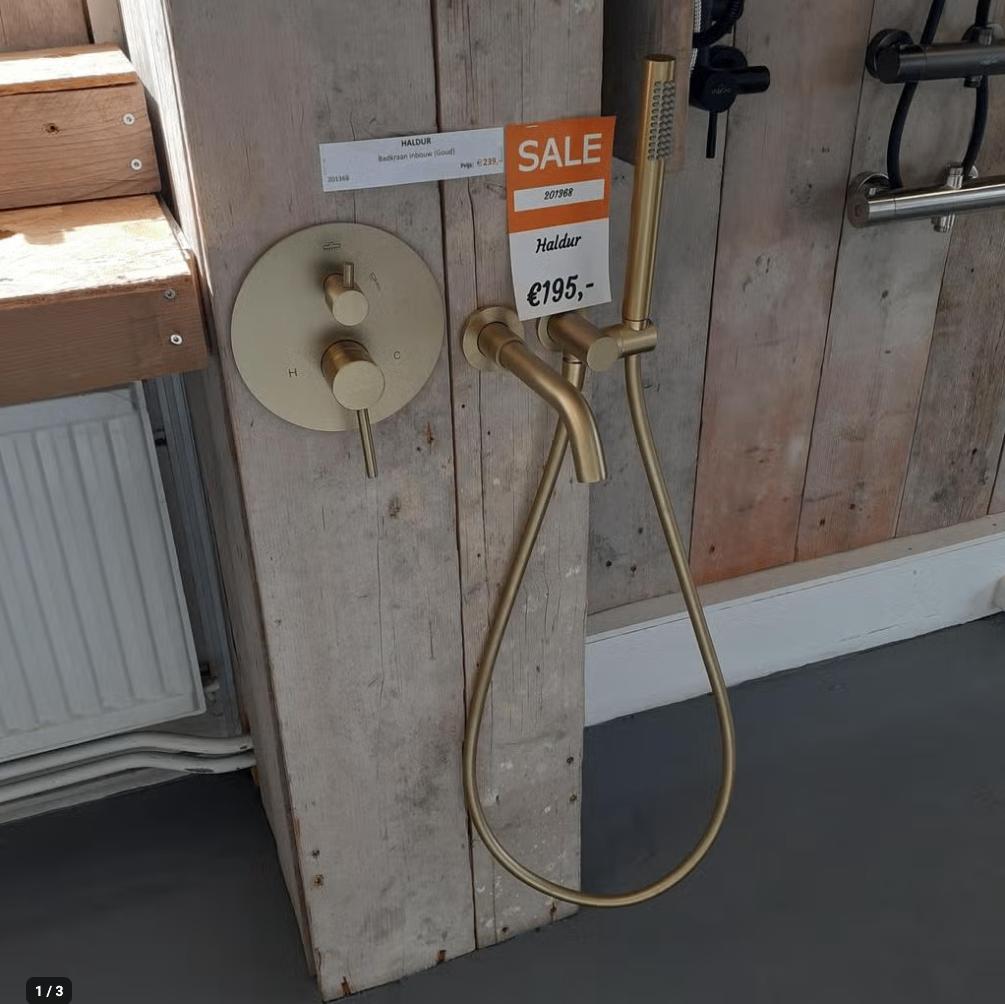 OP=OP Geborsteld goud, Inbouw badkraan, Handdouche, Haldur, Huis en Inrichting, Ophalen of Verzenden, Nieuw, Goud