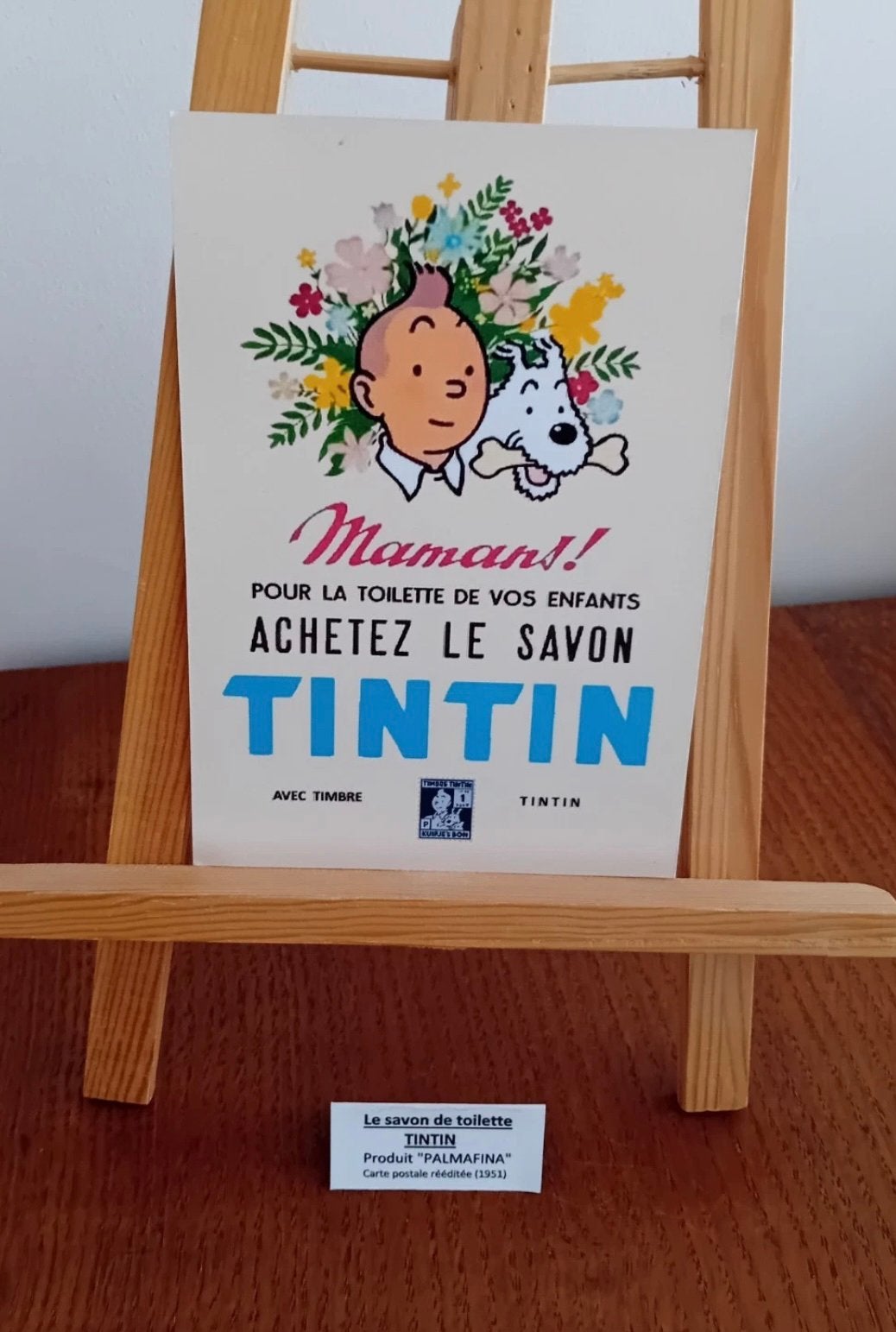 Tintin Tim carte postale n1 sur le fameux savon "Palmafina", Envoi, Tintin, Comme neuf, Image, Affiche ou Autocollant