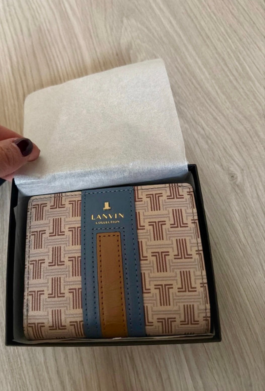 Lanvin vintage portemonnee, Ophalen of Verzenden, Zo goed als nieuw, Blauw, Leder