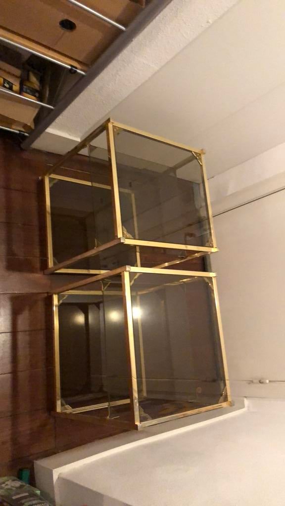 Kleine vintage tafeltjes, Huis en Inrichting, Minder dan 55 cm, Metaal of Aluminium, Vierkant, Ophalen