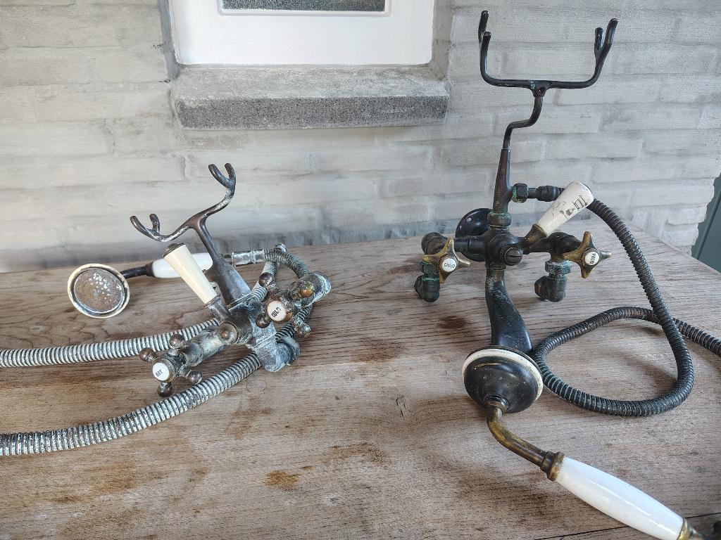 Antieke Engelse bad/douchekranen –  restauratie nodig, Ophalen of Verzenden