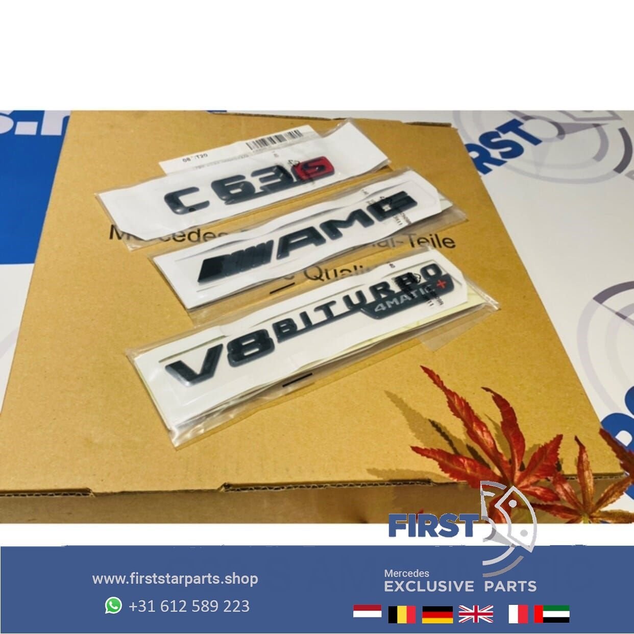 W205 C63S AMG LOGO SET C 63 S ZWART EMBLEMEN SET Mercedes C, Gebruikt, -, Ophalen of Verzenden, -