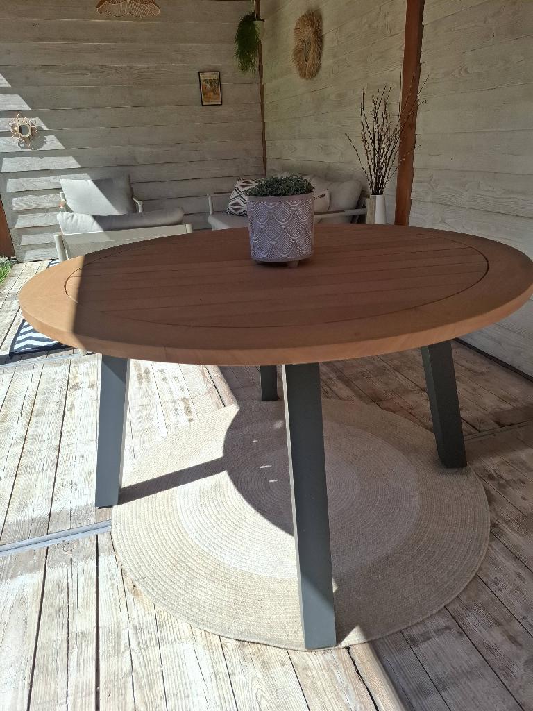 Ronde houten buitentafel, Enlèvement, Comme neuf, Rond, Bois