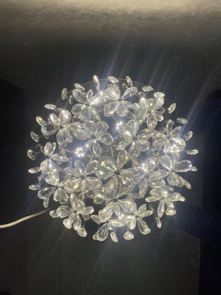 Glazen bloemen kroonluchter LED, Ophalen, Overige fittingen, Zo goed als nieuw, Glas