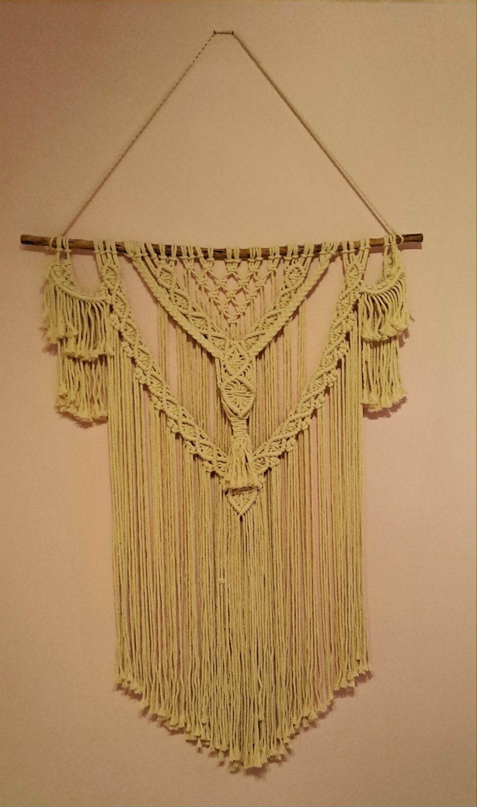 macramé wanddeco ecru, Maison & Meubles, Enlèvement ou Envoi