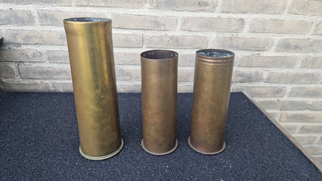 3 koperen hulzen WO1, Verzamelen, Militaria | Algemeen, Ophalen, Overige soorten, Hulzen of Bodemvondsten