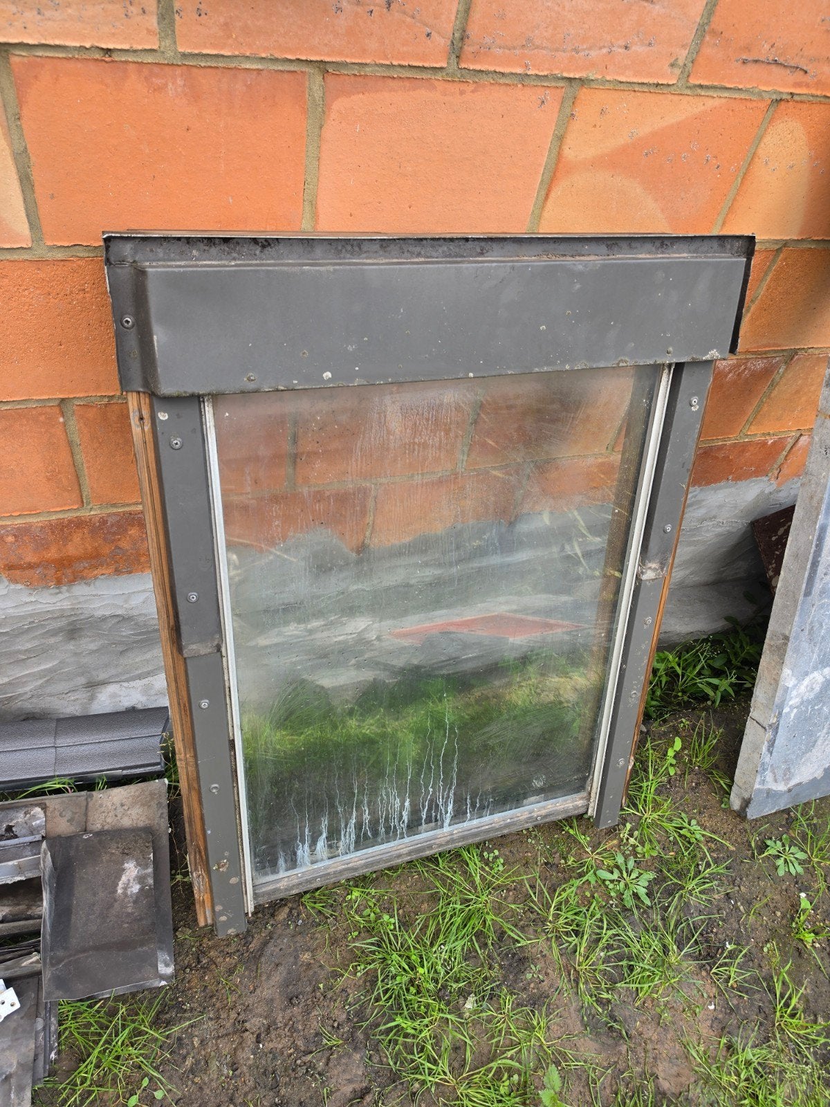 oude velux 78x98 met hulpstukken, Doe-het-zelf en Bouw, Ophalen, Gebruikt, Dakraam, Dubbelglas