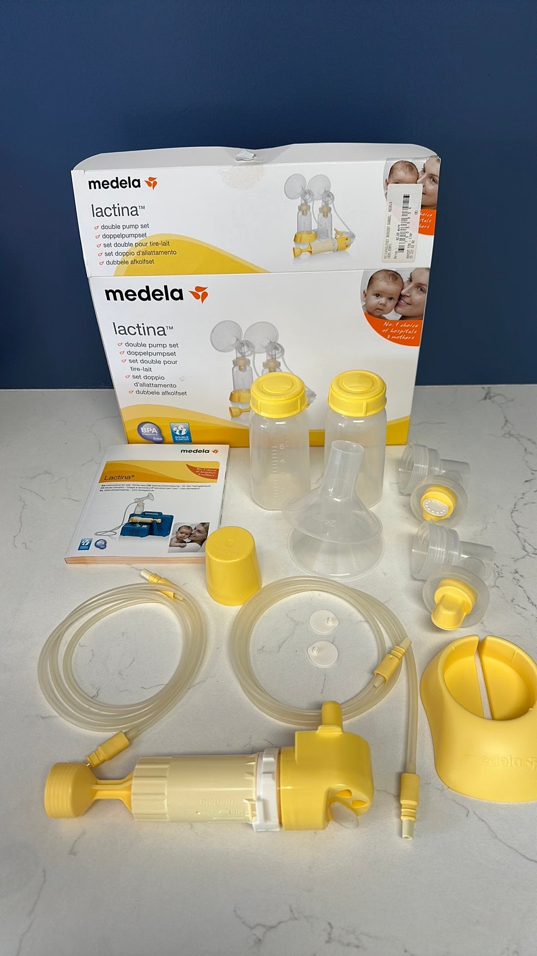 Medela Lactina afkolfset dubbel, Kinderen en Baby's, Babyvoeding en Toebehoren, Zo goed als nieuw, Ophalen
