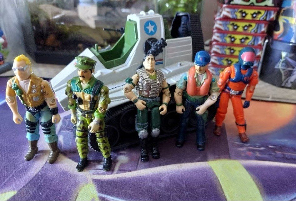 Gijoe 5 figurines + 1 véhicule lot, Collections, Enlèvement, Utilisé