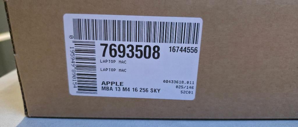 MacBook Air 13" (M4) - 16GB RAM (Garantie: 24/04/2028), 256 GB, 13 inch, Nieuw, Ophalen of Verzenden