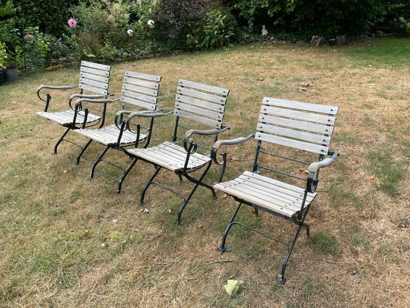 teakhouten tuinstoelen (opplooibaar), Tuin en Terras, Ophalen, Gebruikt, Teakhout, Inklapbaar