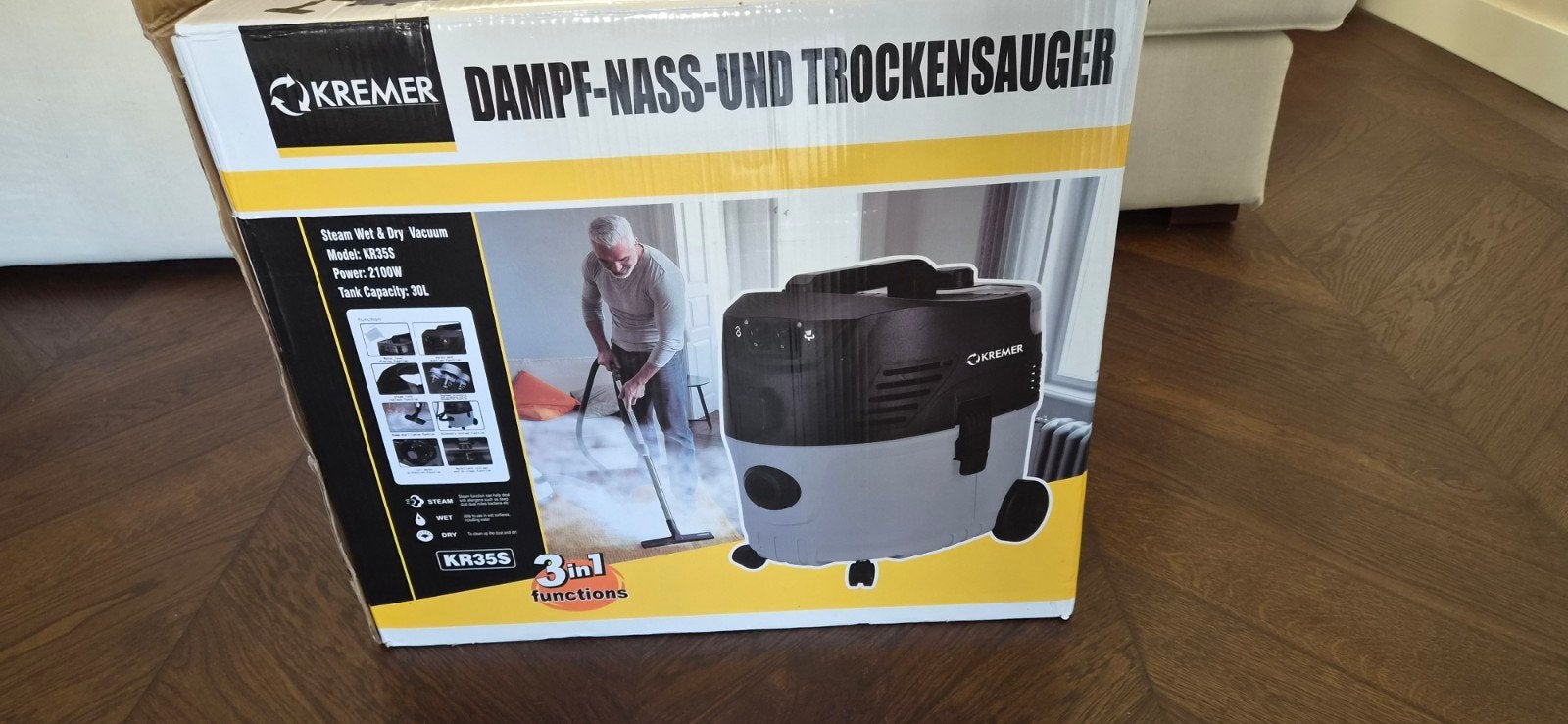 Kremer KR35S Stoom-, Nat- en Droogzuiger 3-in-1, Doe-het-zelf en Bouw, Ophalen, Nieuw