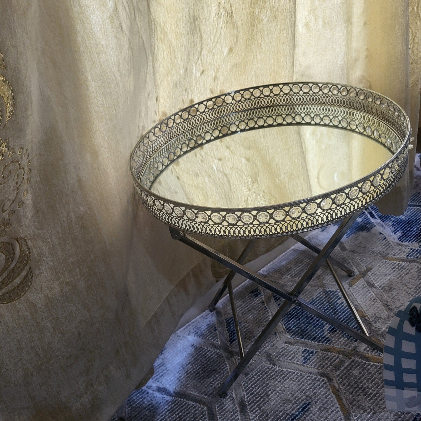 Decoratieve spiegel bijzettafel / dienbladtafel – goede staa