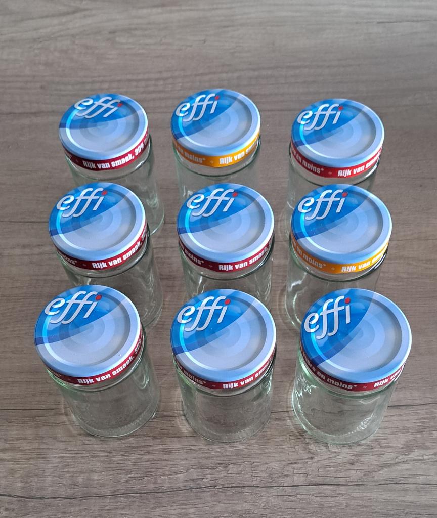 effi confituur potten 9 stuks, Ophalen, Zo goed als nieuw, Glas, Pot, Bus of Blik