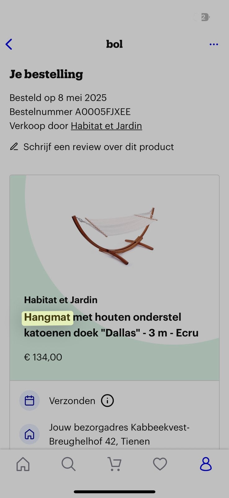 Hangmat hout, Tuin en Terras, Hangmatten, Ophalen, Gebruikt, Met standaard, Eenpersoons