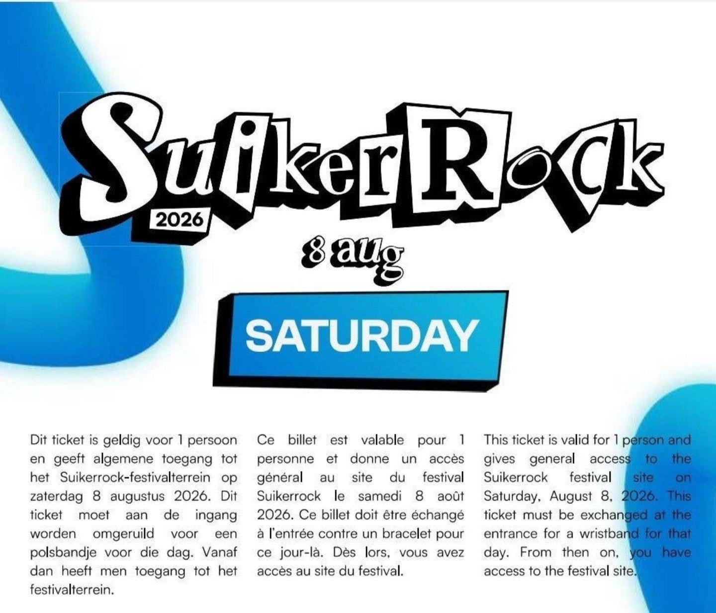 Suikerrock 2 tickets zaterdag, Tickets en Kaartjes