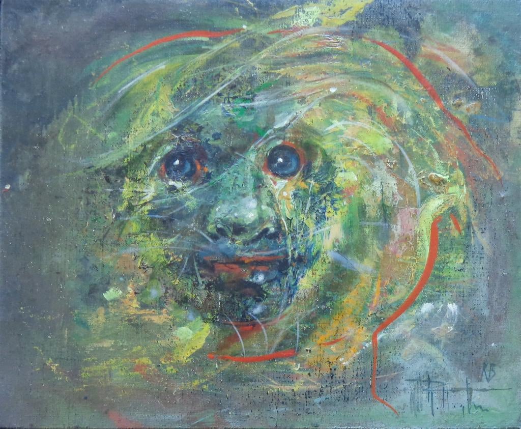 ROGER VAN BELLEGHEM / GEZICHT / OLIEVERF / 22x27cm / KADER, Enlèvement ou Envoi, Signé, Peinture à l'huile
