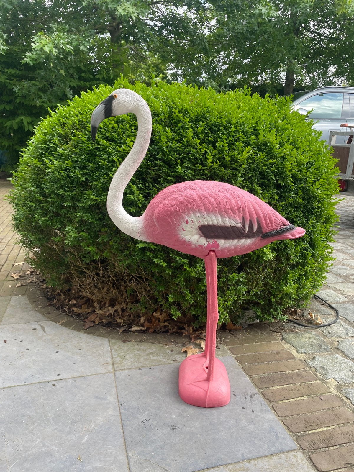 Plastic flamingo 4 stuks, Ophalen, Gebruikt, 85 cm, Decoratieobject