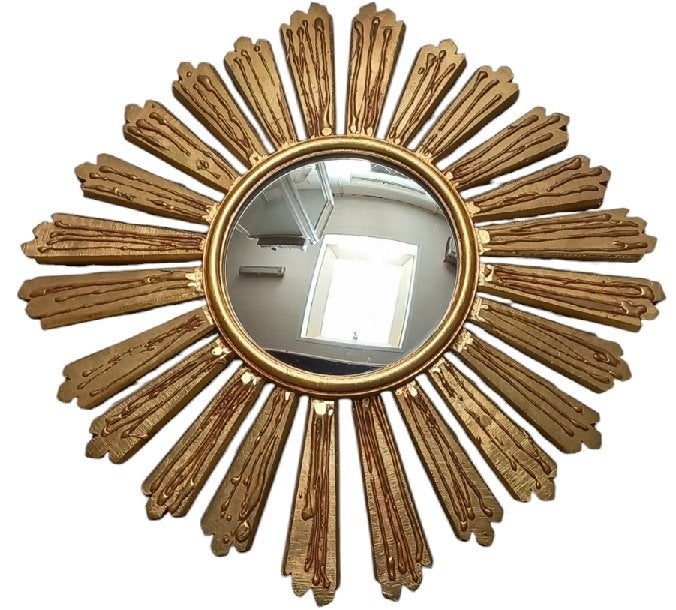 houten zonnespiegel Dollanzo., Antiek en Kunst, Antiek | Spiegels, Ophalen