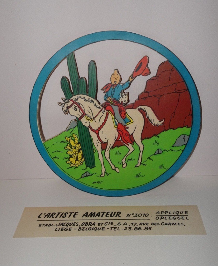 Tintin Kuifje Tim Hergé ; l'artiste amateur n3010 applique, Enlèvement ou Envoi, Tintin, Comme neuf, Image, Affiche ou Autocollant
