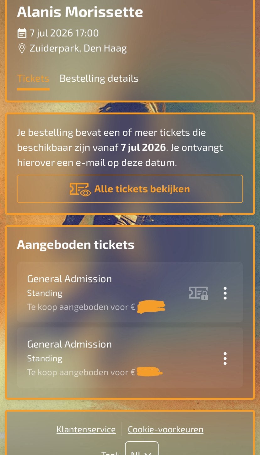 2 Tickets Alanis Morissette Den Haag 7/7/26, Tickets & Billets, Concerts | Pop, Deux personnes