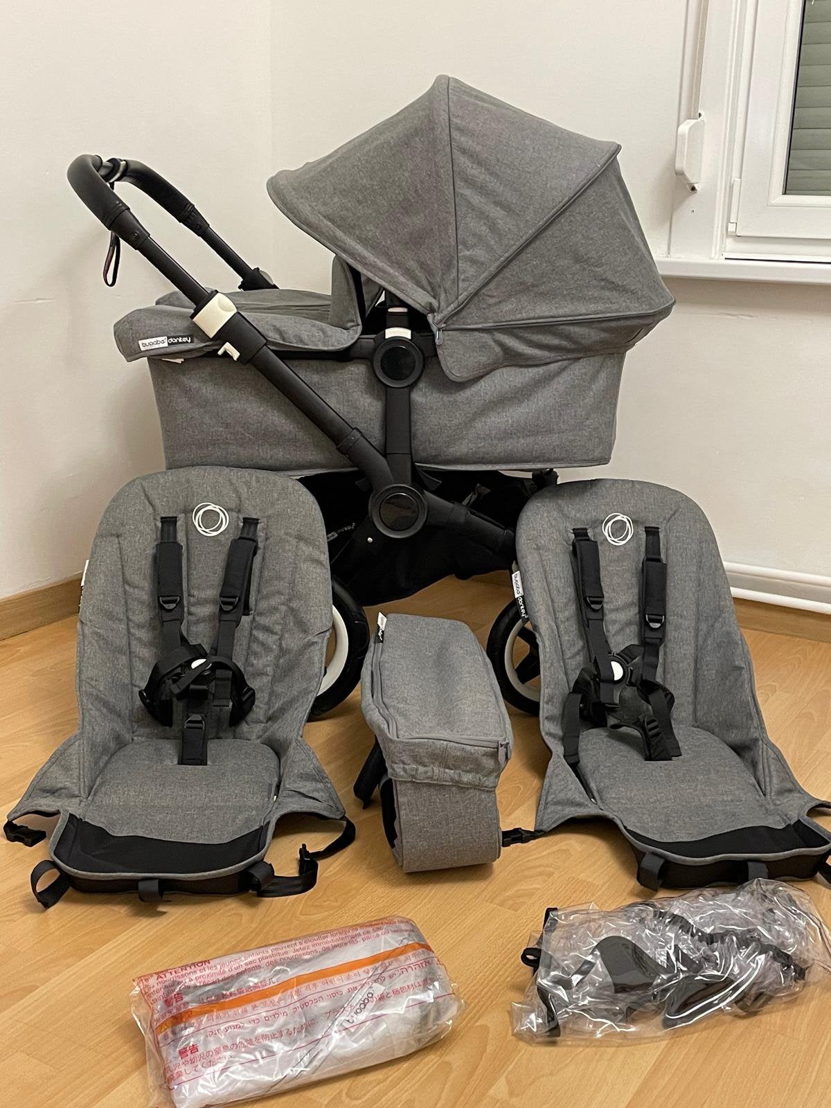 Bugaboo Kinderwagen Donkey 2 Twin Complete Graphite/Grey, Ophalen, Zo goed als nieuw, Kinderwagen, Bugaboo
