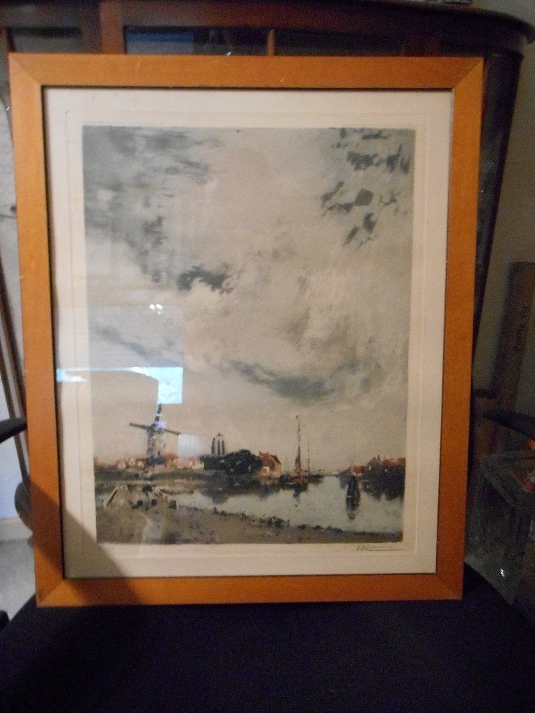 Kleurenets - Henri Cassiers - 'Petit moulin' - 1925, Enlèvement, Eau-forte, Numéroté