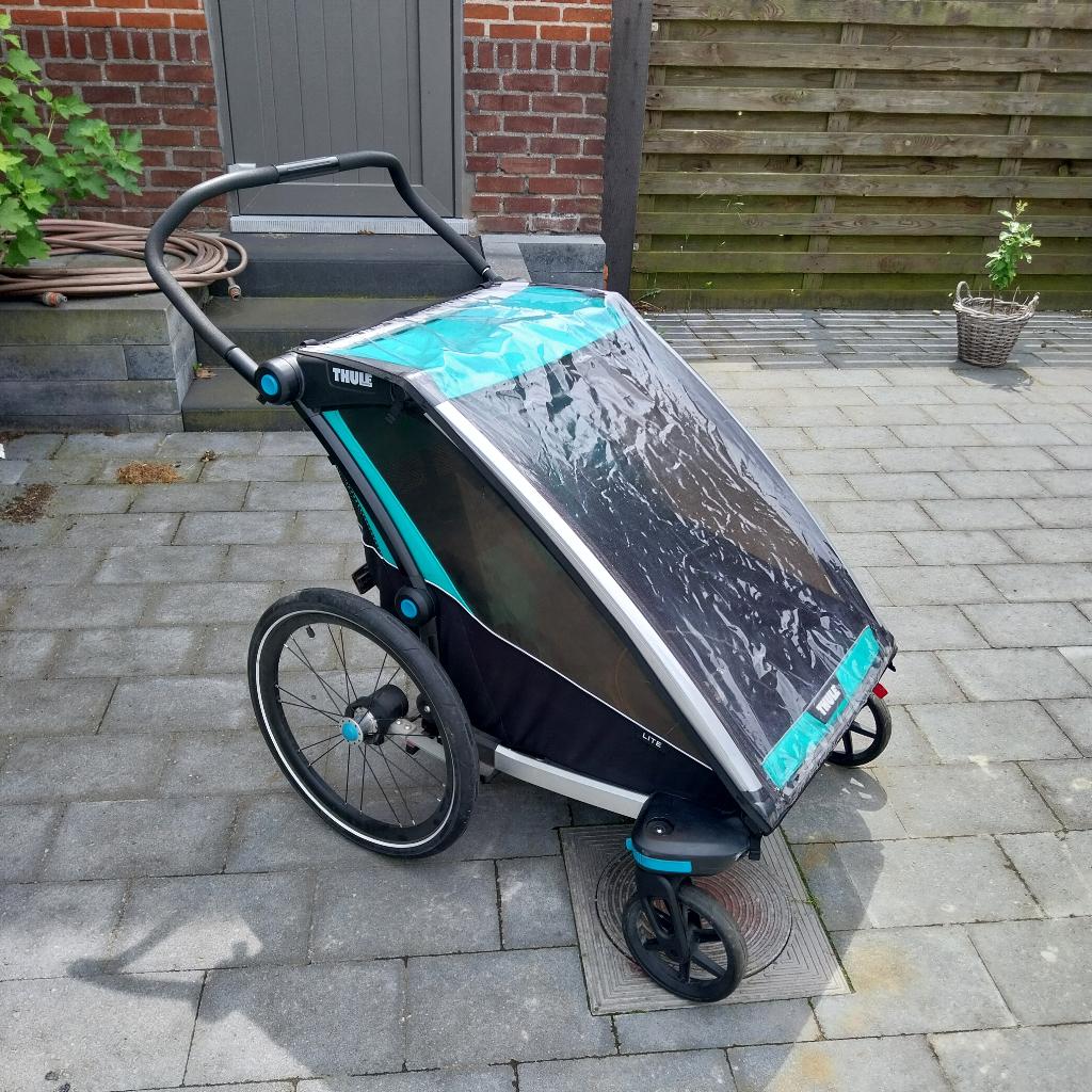 Thule Chariot Lite 2 blue grass + all terrain kit, Fietsen en Brommers, Ophalen, Opvouwbaar, 20 tot 40 kg, Kinderkar