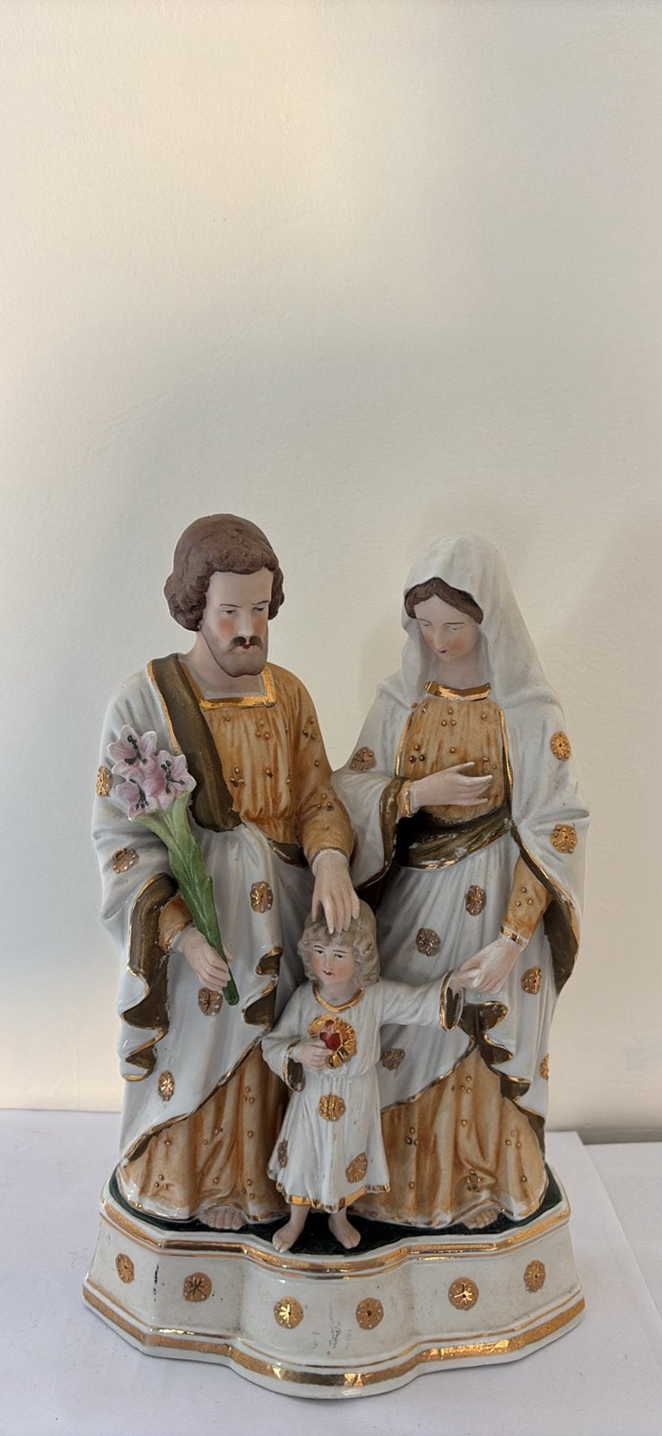 Ancienne Statue Sainte Famille en Biscuit de Porcelaine, Antiquités & Art, Enlèvement ou Envoi